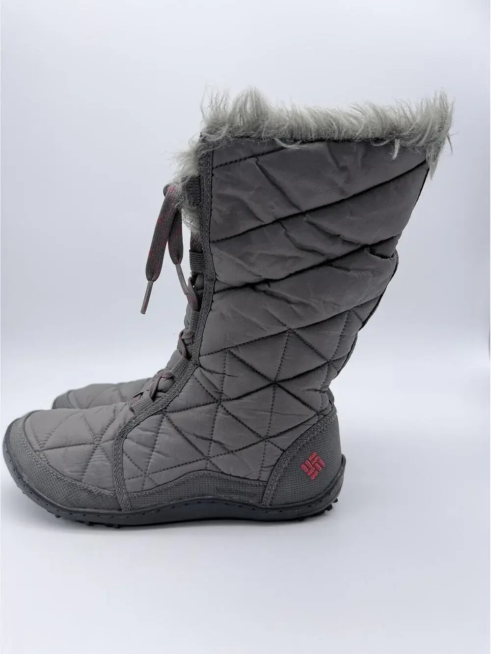 Columbia Minx Mid II‎ Omni-Heat Womens 9 Gray Faux Fur Winter Boots YL5164-051
